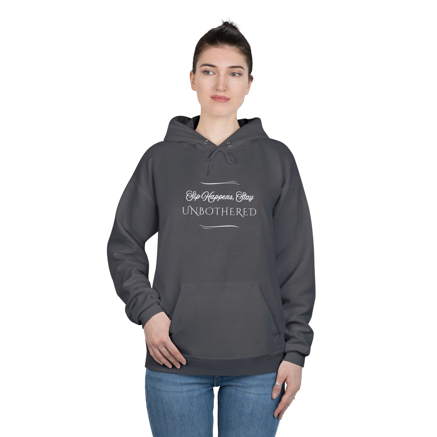 Sip Happens Stay Unbothered Unisex Hoodie – Funny Motivational Sweatshirt, Cozy Wine & Coffee Lovers Gift, Positive Vibes Apparel