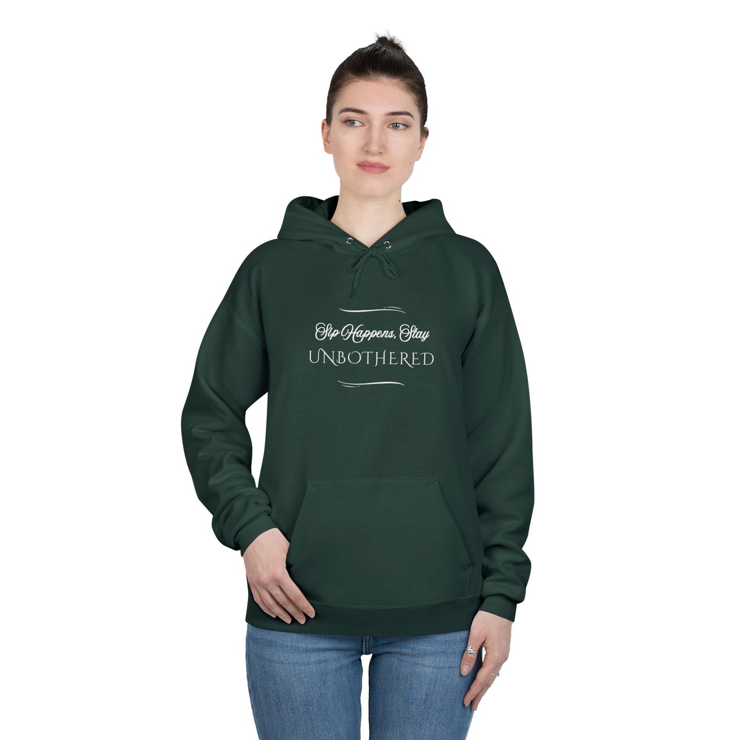 Sip Happens Stay Unbothered Unisex Hoodie – Funny Motivational Sweatshirt, Cozy Wine & Coffee Lovers Gift, Positive Vibes Apparel
